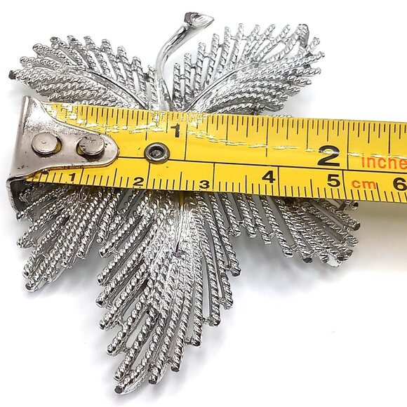 Vintage Sarah Coventry Silver-Tone Textured Maple Leaf Brooch Pin 2.75" Jewelry - Picture 9 of 9